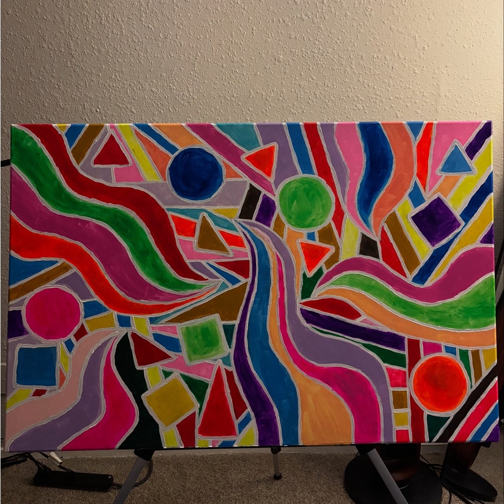 Abstract Geometric Canvas Art - Multicolor